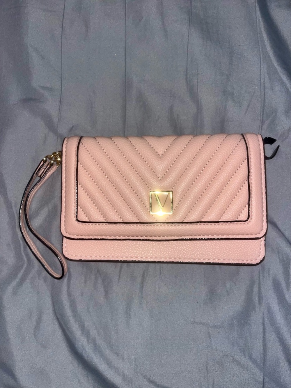 Victoria's Secret Pink Quilted Wristlet with Gold Hardware